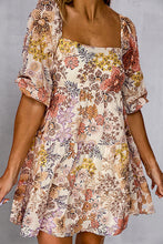 Load image into Gallery viewer, Tied Printed Half Sleeve Mini Dress
