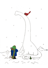 Load image into Gallery viewer, Snow Dinosaur Christmas Card
