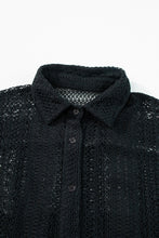 Load image into Gallery viewer, Openwork Collared Neck Long Sleeve Shirt
