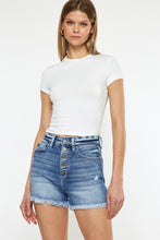 Load image into Gallery viewer, Kancan Button Fly High Rise Raw Hem Denim Shorts
