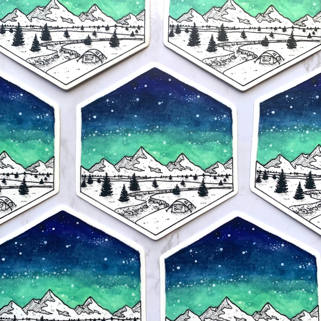 Hexagon Mountain Sticker