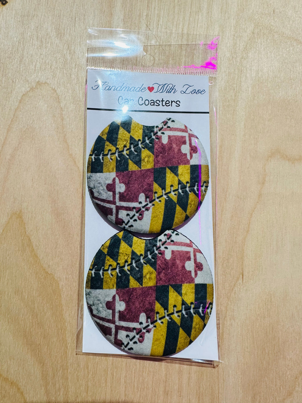 Maryland baseball car coaster- set of 2