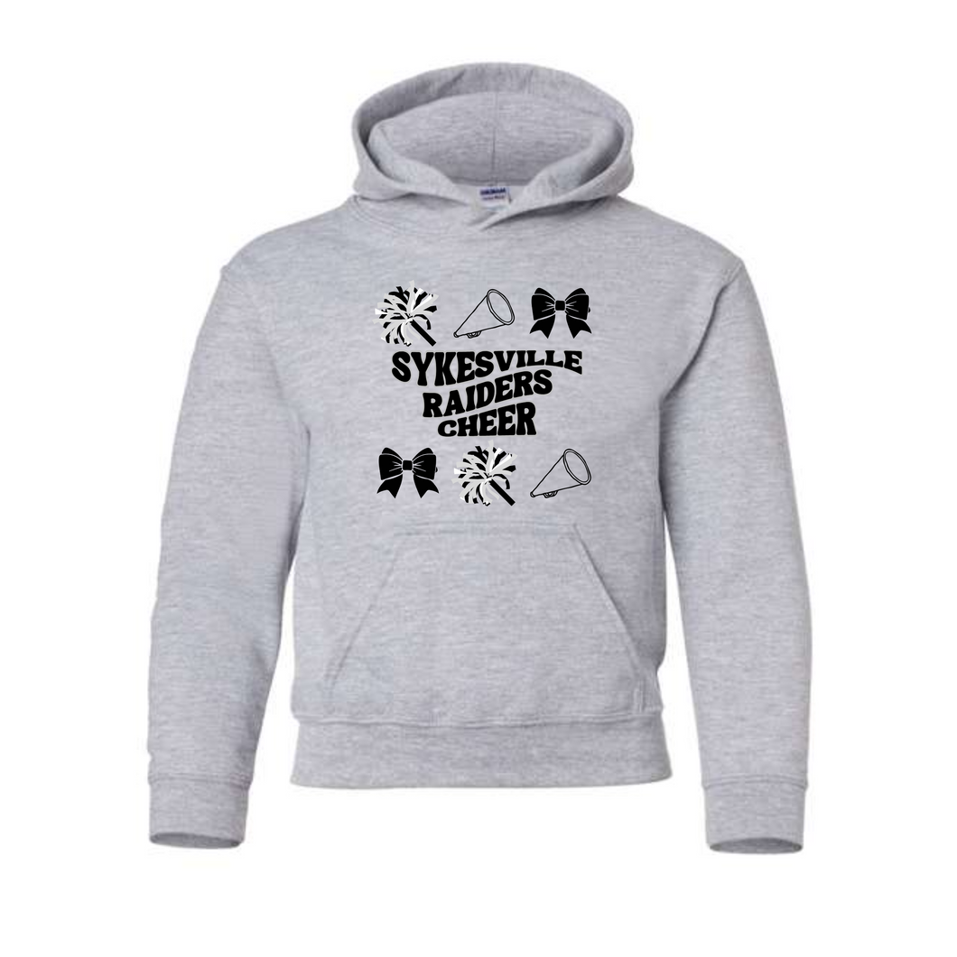 Sykesville Raiders CHEER youth hooded sweatshirt- gray