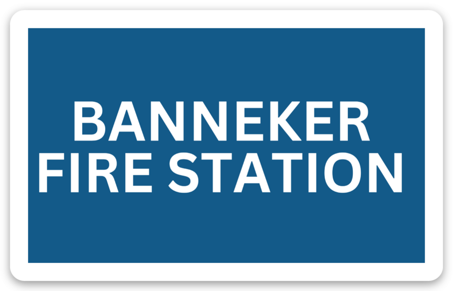 blue/white sticker - Banneker fire station 55th anniversary