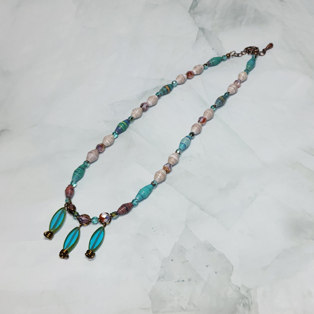 Three Sisters Paper Bead Necklace - 17