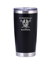 Load image into Gallery viewer, Sykesville Raiders football/cheer black 20oz double walled stainless tumbler
