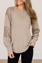 Load image into Gallery viewer, Sequin Round Neck Long Sleeve T-Shirt
