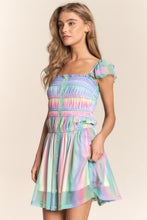 Load image into Gallery viewer, J.NNA Rainbow Smocked Mini Mesh Dress
