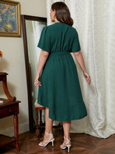 Load image into Gallery viewer, Plus Size Swiss Dot Surplice Puff Sleeve Dress
