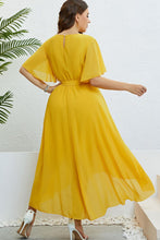 Load image into Gallery viewer, Belted Flutter Sleeve High-Low Dress
