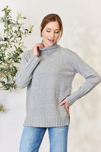 Load image into Gallery viewer, Heimish Full Size Turtleneck Long Sleeve Slit Sweater
