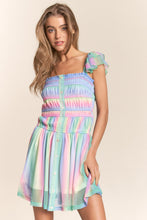 Load image into Gallery viewer, J.NNA Rainbow Smocked Mini Mesh Dress
