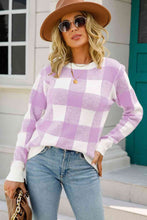 Load image into Gallery viewer, Checkered Ribbed Trim Knit Pullover
