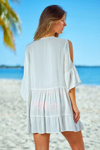 Load image into Gallery viewer, Tassel Tie Neck Tiered Cover Up
