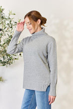 Load image into Gallery viewer, Heimish Full Size Turtleneck Long Sleeve Slit Sweater
