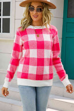 Load image into Gallery viewer, Checkered Ribbed Trim Knit Pullover
