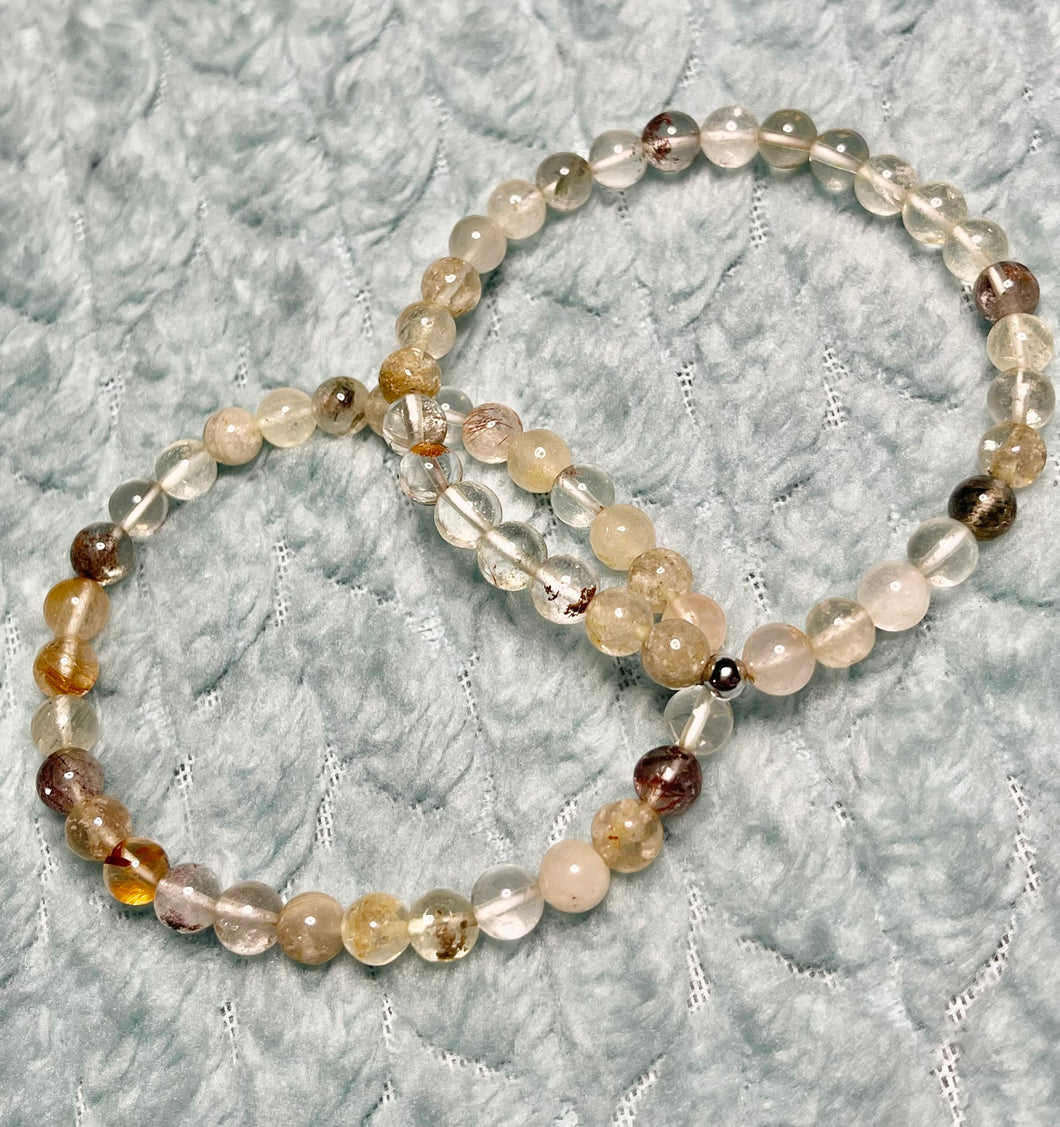 Garden Quartz/Rutilated Quartz Single Bracelet