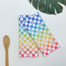 Load image into Gallery viewer, Rainbow Checkered Retro Waffle Kitchen Dish Towel
