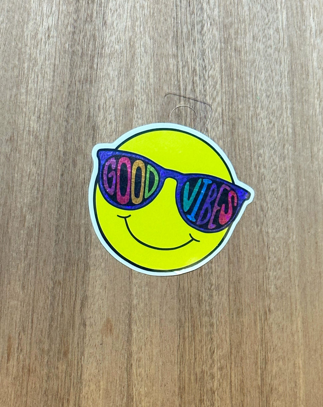 Good Vibes Smiley Face Glitter Sticker