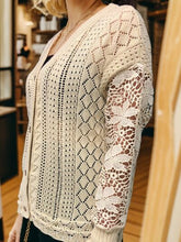 Load image into Gallery viewer, Eyelet Button Up Lantern Sleeve Cardigan
