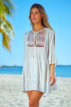 Load image into Gallery viewer, Tassel Tie Neck Tiered Cover Up
