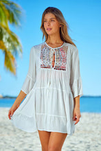 Load image into Gallery viewer, Tassel Tie Neck Tiered Cover Up
