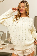 Load image into Gallery viewer, BiBi Pearl &amp; Rhinestone Decor Long Sleeve Sweater
