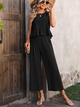 Load image into Gallery viewer, Ruffled Round Neck Tank and Pants Set
