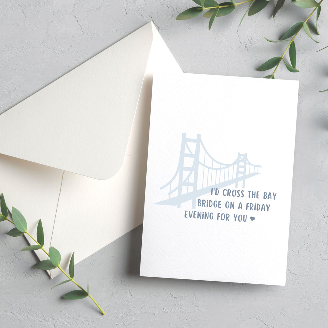 Bay Bridge blank greeting card